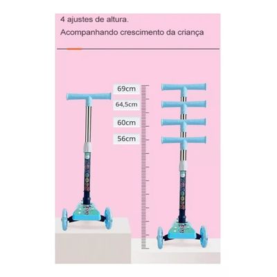 Patinete Dobrável Infantil 3 Rodinhas Azul Lazer criança