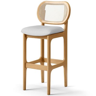 Kit 03 Banquetas Altas Para Cozinha Bancada Sala Tela Betta Fixa L02 Linho Cinza - Lyam