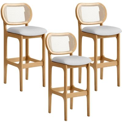 Kit 03 Banquetas Altas Para Cozinha Bancada Sala Tela Betta Fixa L02 Linho Cinza - Lyam