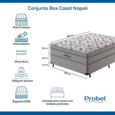 Conjunto Box Casal Mola Probel Napoli (138x188x56cm)