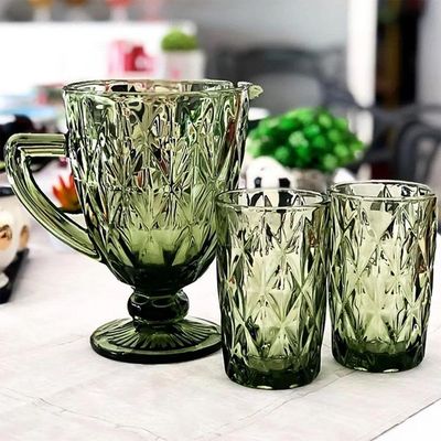 Copo Para água Vidro Diamante Verde Class Home 350ml
