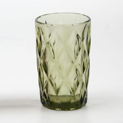 Jogo 4 Copos Para água Vidro Diamante Verde Class Home 350ml