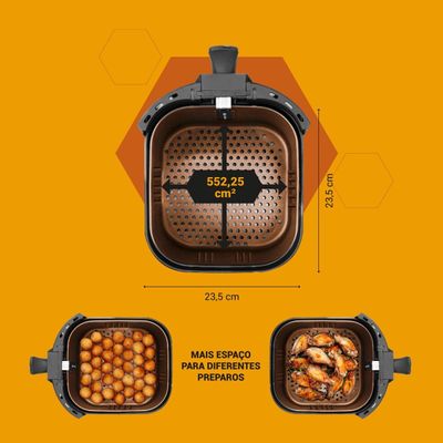 Air Fryer Philco 5,5L Cesto Quadrado 1500W PAF55A 127V