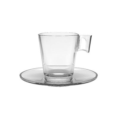 Jogo 2 Xícaras De Café De Vidro Com Pires Transparente Em Casa Tem 80ml