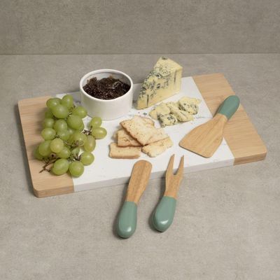 Jogo De Utensílios Queijos E Antepastos De Bambu 3pcs Verde