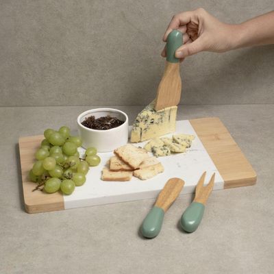 Jogo De Utensílios Queijos E Antepastos De Bambu 3pcs Verde