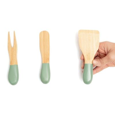 Jogo De Utensílios Queijos E Antepastos De Bambu 3pcs Verde