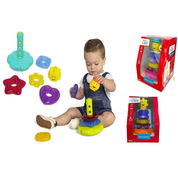 Brinquedo Para Bebê Torre Lumina Com Luz Som Didático Tateti