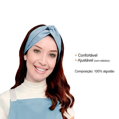 Faixa de Cabelo Bandana Azul Claro Chef Cozinha Restaurante