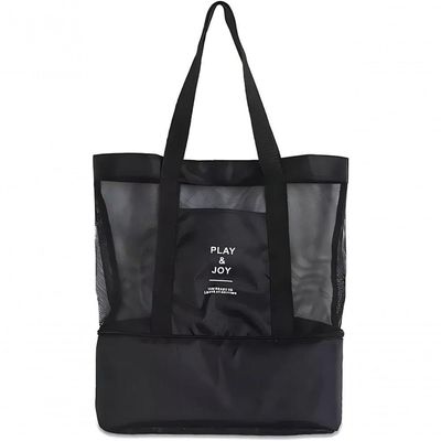 Bolsa De Praia Térmica Grande Com Cooler E Alça Para Viagem Passeio E Piscina preto