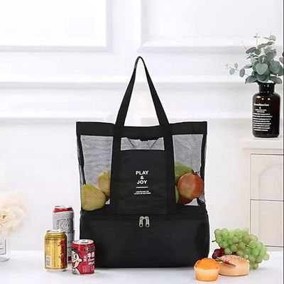 Bolsa De Praia Térmica Grande Com Cooler E Alça Para Viagem Passeio E Piscina preto