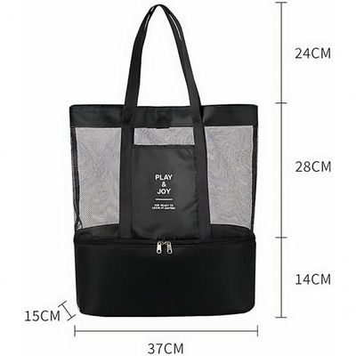 Bolsa De Praia Térmica Grande Com Cooler E Alça Para Viagem Passeio E Piscina preto