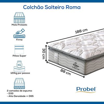 Colchão Solteiro Mola Probel Roma (88x188x30cm)