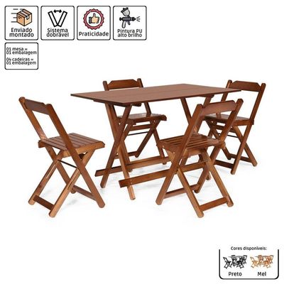 Kit 10 Conjuntos Dobráveis 120 X 70 Com 4 Cadeiras Imbuia - M.b Móveis