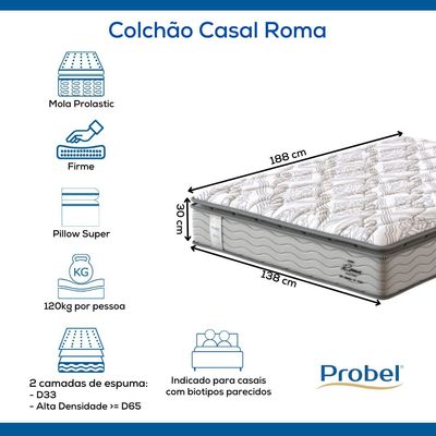 Colchão Casal Mola Probel Roma (138x188x30cm)