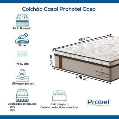 Colchão Casal Mola Probel Prohotel Casa (138x188x40cm)