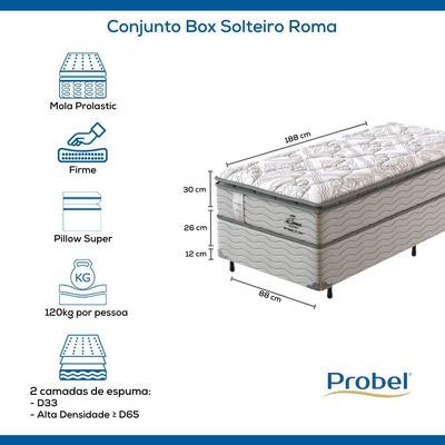 Conjunto Box Solteiro Mola Probel Roma (88x188x56cm)