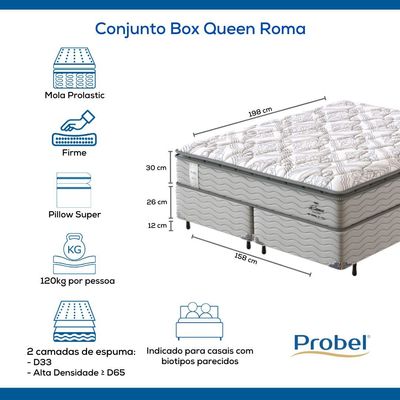 Conjunto Box Queen Mola Probel Roma (158x198x56cm)