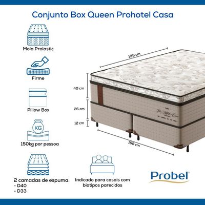 Conjunto Box Queen Mola Probel Prohotel Casa (158x198x66cm)