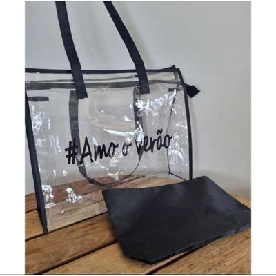 Kit Bolsa Sacola Amo O Verão De Silicone Leve De Ombro Com Alça Confortável De Praia Passeios pink