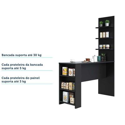 Bancada Mesa Gourmet Para Cozinh e Painel Suprema Preto