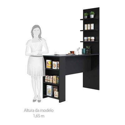 Bancada Mesa Gourmet Para Cozinh e Painel Suprema Preto
