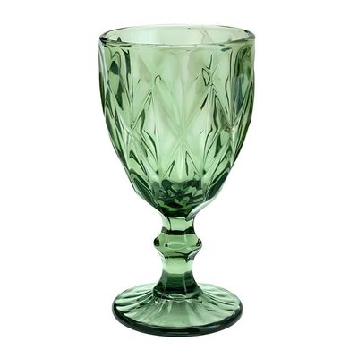 Jogo 6 Taças De Vidro Diamond Diamante Verde 300ml água Class Home