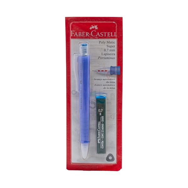 Lapiseira Faber-Castell Poly Matic Super 0.7mm Coress com Mina Refil 0.7mm Azul