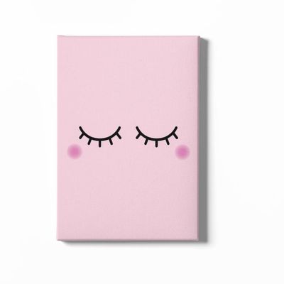 Quadro Decorativo Infantil-olhinhos Delicados Com Fundo Rosa