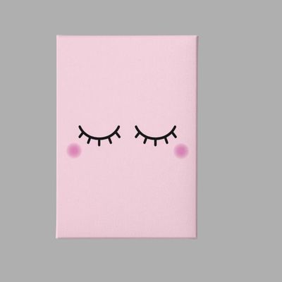 Quadro Decorativo Infantil-olhinhos Delicados Com Fundo Rosa