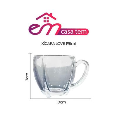 Kit 10 Xícaras De Café Vidro Love Em Casa Tem 195ml