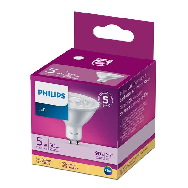 Lâmpada Led Philips Spot AR70 5W amarela 2700K BV GU10