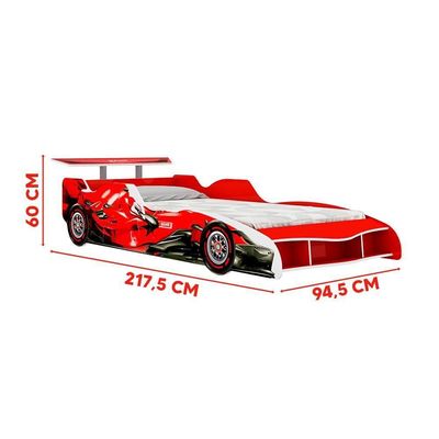 Cama Carro Montessori Solteiro Com Colchão F1 Vermelho Erin Jm Móveis