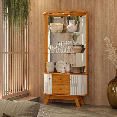Aparador Para Sala Buffet Monza E Cristaleira Moss Cinamomo Off White - Madetec
