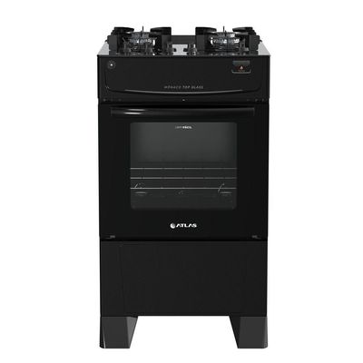 Fogão 4 Bocas Atlas Mônaco Top Glass com Acendimento Automático - Preto