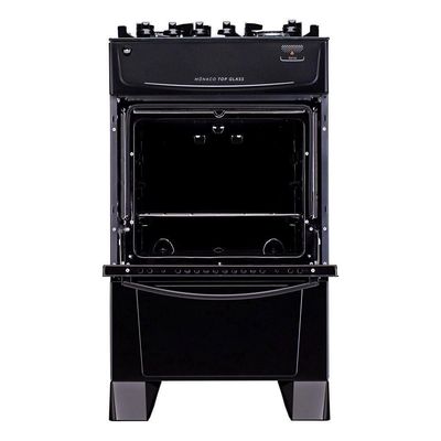 Fogão 4 Bocas Atlas Mônaco Top Glass com Acendimento Automático - Preto