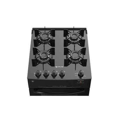 Fogão 4 Bocas Atlas Mônaco Top Glass com Acendimento Automático - Preto