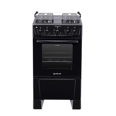Fogão 4 Bocas Atlas Mônaco Plus Com Mesa Inox E Acendimento Automático Preto Bivolt