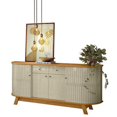 Aparador Para Sala Buffet Ambiente Mônaco E Cristaleira Moss Cumaru Opala - Madetec