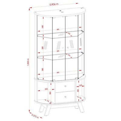 Aparador Para Sala Buffet Ambiente Mônaco E Cristaleira Moss Calacata Off White - Madetec