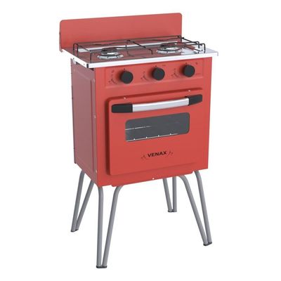 Fogão Portátil 2 Bocas Venax Gemini Vetrô a Gás GLP - Vermelho