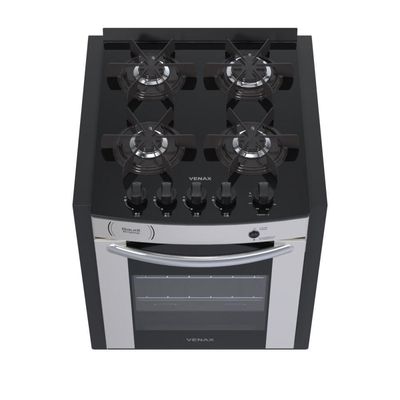 Fogão de Embutir Venax Gaudi Prisma Vitreo BL 4 Bocas a Gás GLP Inox