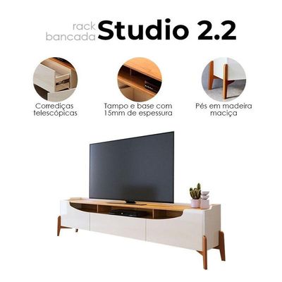 Rack Bancada Para Sala Studio 2.2 Off White Nature - Imcal