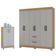 Guarda Roupa Casal Tóquio 6 Portas Com Armário Multiuso 2 Portas Pequeno Damasco Off White - Poquema