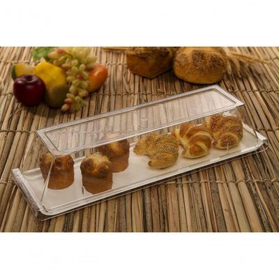 Bandeja Servir Retangular Com Tampa 15x50 Branca Em Policarbonato Linha Profissional Cook Vem