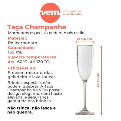 Taça De Champanhe 150ml Fumê Em Policarbonato Linha Tendências Vem