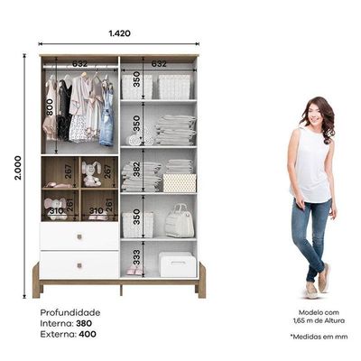 Guarda Roupa Infantil Ternura 4 Portas Branco Jequitibá Hp - Henn