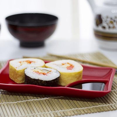 Prato Para Sushi Retangular 11,5x19,5 Vermelho Em Polipropileno Linha Tropical Vem