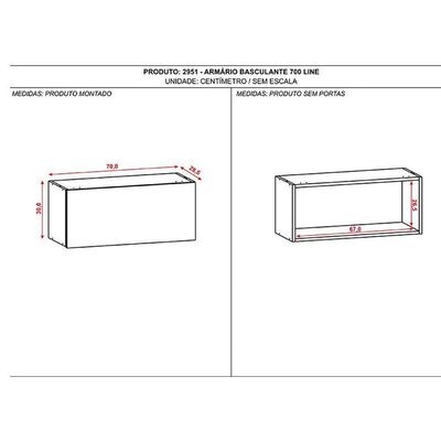 Armário Aéreo Line Basculante 70 Cm Gris - Kits Paraná