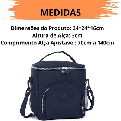 2 Bolsas Térmicas De Mão Com Alça Ajustavel Para Marmita Lancheira Impermeável azul-ver